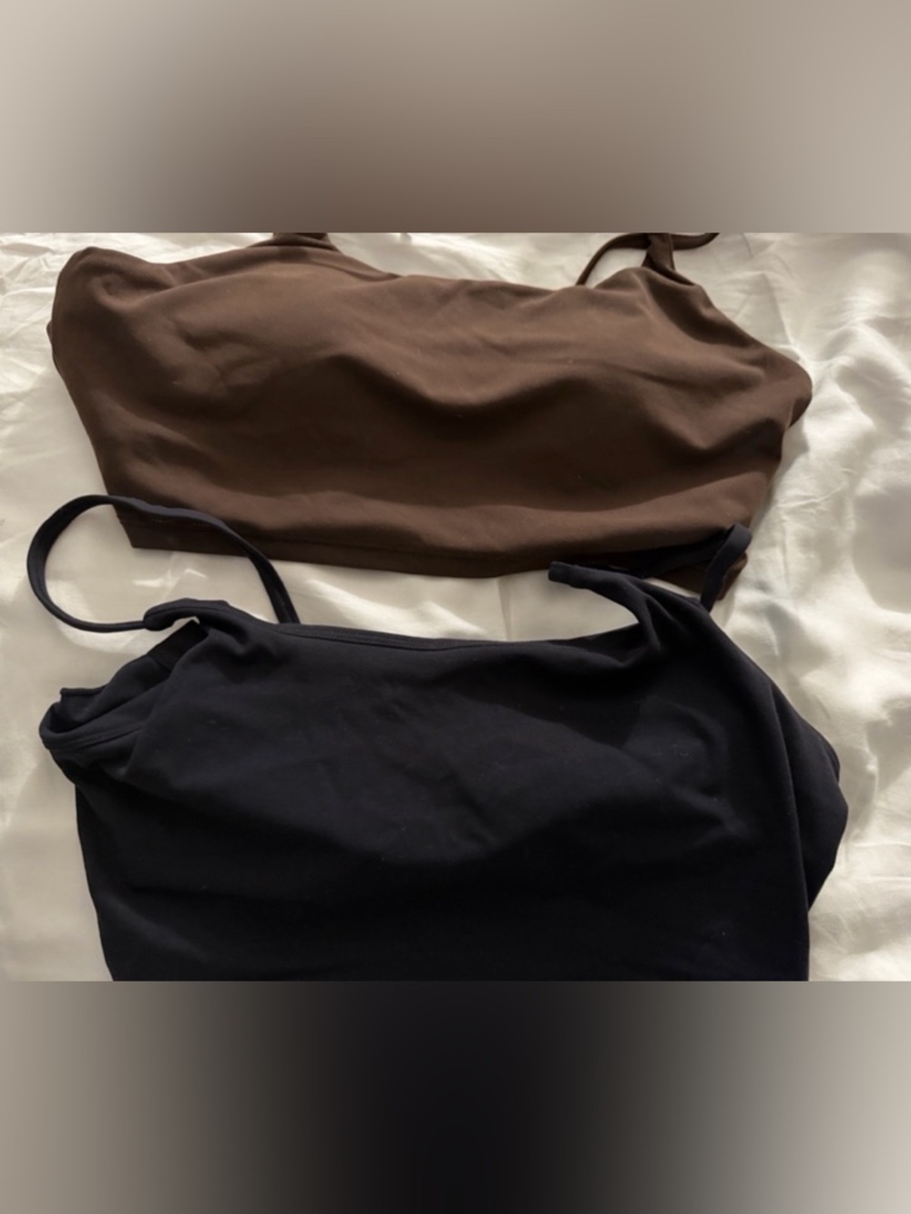 Simple Double Workout Bras - Black and Brown